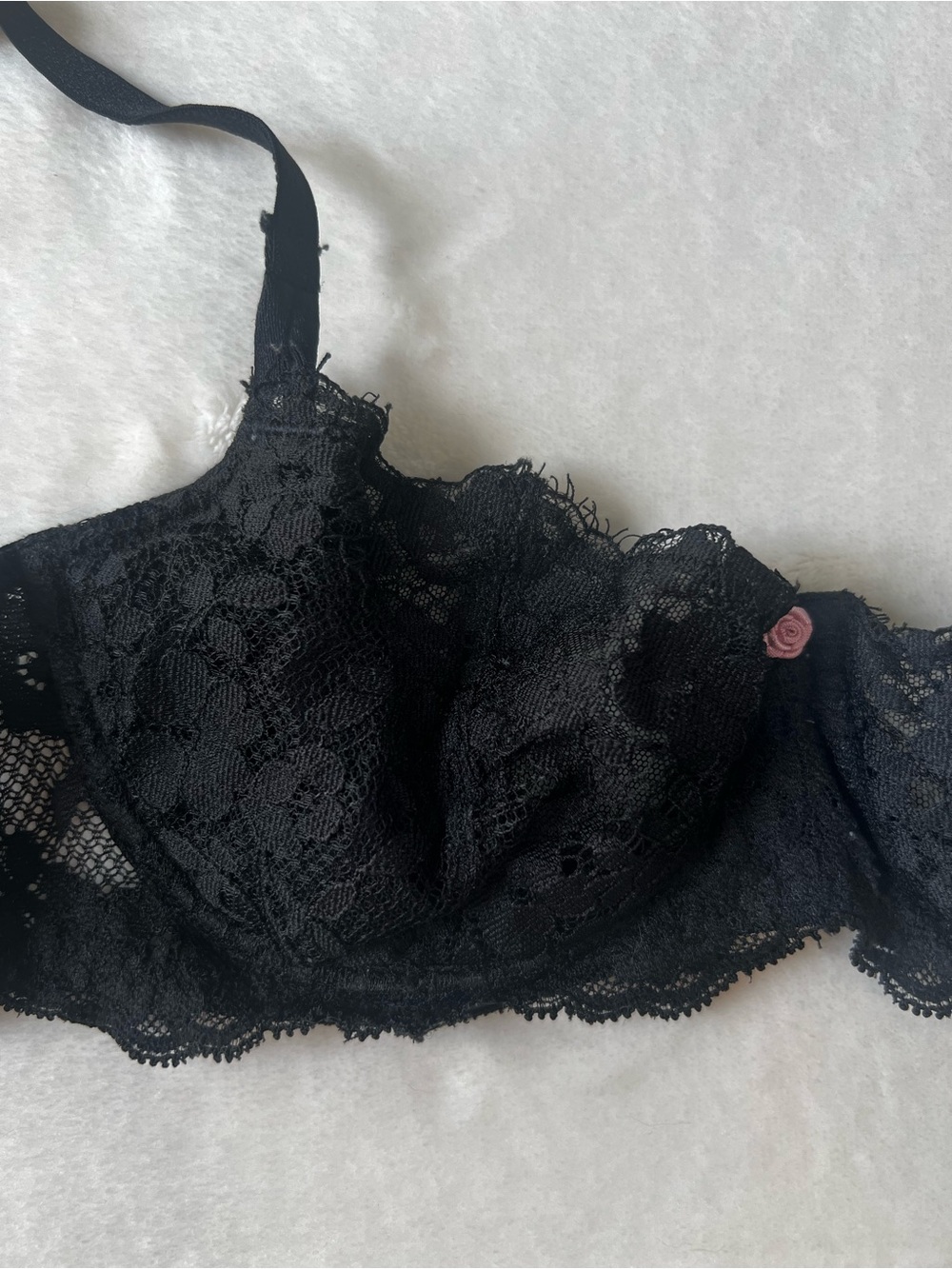 Black Victoria’s Secret Floral Lace Balconette Bra